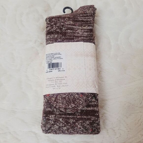 The Original Muk Luks Knee High Socks Brown Multi Color Confetti Cotton OSFM New - Picture 3 of 5